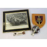 A Small Collection Of Wiltshire Regiment Military Collectables To Include A Wall Plaque, Car Badge /