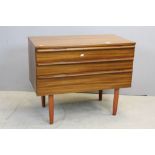 Retro ' Avalon of Yatton ' Teak Chest of Three Long Drawers, 82cms wide x 45cms deep x 67cms high