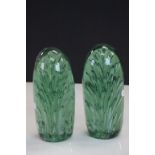 Pair of Victorian Glass "Dump" type Paperweights with air bubble decoration and both approx 17.5cm