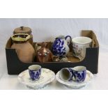 Mixed Lot of Stoneware, Ceramics and Glass including Terracotta Jug with Glazed Rim, Portmeirion