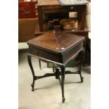 Early 20th century Mahogany Envelope Card Table, the four hinged leaves opening to reveal a green