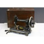 19th century American White Peerless Sewing Machine model no. 855106 fitted in a Mahogany Case
