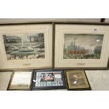 Pair of Framed and Glazed Lowry Prints together with Framed, Glazed and Mounted Iron Maiden