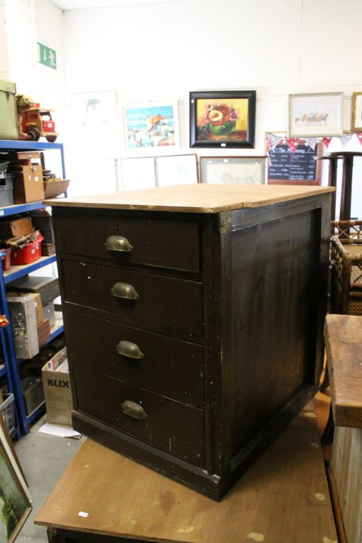 Set of Three Late 19th / Early 20th century Pine Four Drawer Chests with Cup Handles, 61cms wide x - Image 2 of 6