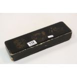 Vintage Japanese Lacquered Wooden Pen or Chopstick box, measures approx 30 x 9 x 5cm