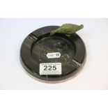 Art Deco Silver plate & Marble Ashtray with Cold painted Bronze Duck, ashtray approx 12.5cm