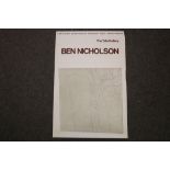 Ben Nicholson original Tate Gallery poster 1969 approx 77cm x 51cm. From the estate of Clifford &