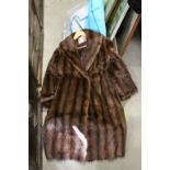 Vintage Three Quarter Length Mink Fur Coat, Musquash Fur Coat and an Astraka Coat