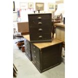 Set of Three Late 19th / Early 20th century Pine Four Drawer Chests with Cup Handles, 61cms wide x