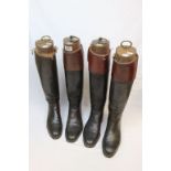 Two Pair of Vintage Leather Riding Boots with Wooden ' Maxwell of London ' Trees