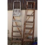 Two Wooden Decorators Step Ladders