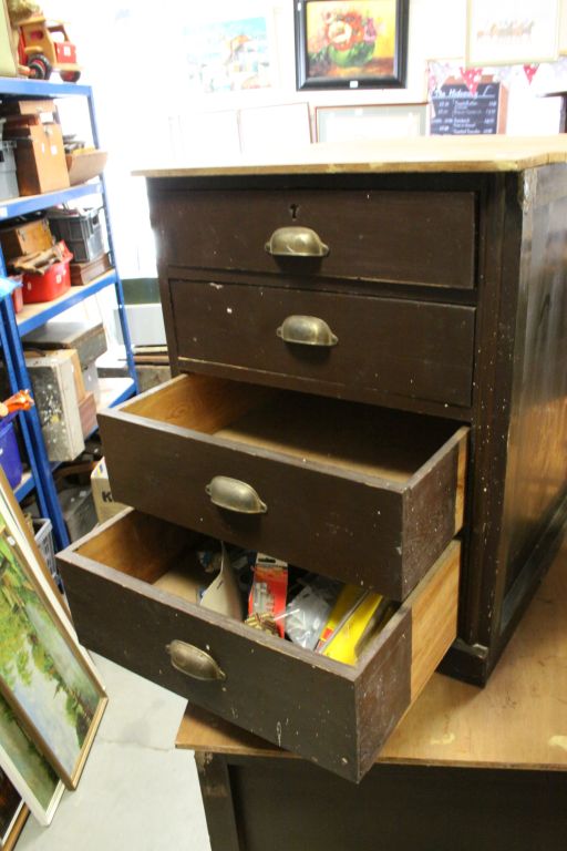 Set of Three Late 19th / Early 20th century Pine Four Drawer Chests with Cup Handles, 61cms wide x - Image 3 of 6