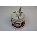 Viners International Silver Plated and Red Glass Preserve Jar in the form of a Military Drum