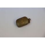 Vintage miniature Brass Vinaigrette with Silvered interior and hinged lid approx 2.5 x 1 x 1cm