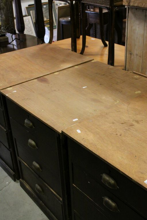 Set of Three Late 19th / Early 20th century Pine Four Drawer Chests with Cup Handles, 61cms wide x - Image 4 of 6