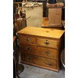 Victorian Pine Chest of Two Short over Two Long Drawers, 91cms wide x 73cms high