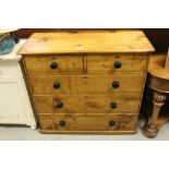 Victorian Pine Chest of Two Short and Three Long Drawers