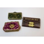 Three Victorian coin Purses to include two Leather examples, one with Date Lozenge to lock