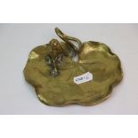 Art Nouveau style Bronze Lily Pad with Female emerging through, approx 13 x 10cm