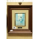 Framed Plaque of a Lady looking out of a window with "S Dali" in Brass beneath, image approx 12 x