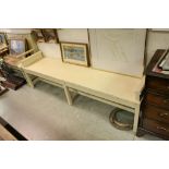 Vintage Painted Long Window Seat with Six Square Legs