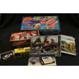 Group of boxed vintage toys to include The Dukes of Hazzard Speed Jumper, Tandy Tv Scoreboard,