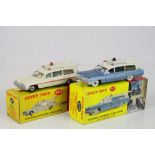Two boxed Dinky diecast Ambulance models to include 277 Superior Criterion Ambulance with flashing