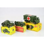 Three boxed Dinky military diecast models to include 626 Military Ambulance, 670 Armoured Car and