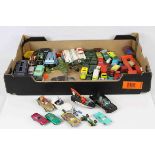 Collection of vintage play worn diecast models to include Corgi, Dinky and Matchbox featuring