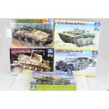 Five Italeri 1:35 Scale military vehicle model kits to include No.234 Armoured Car Sd.Kfz.234/3,