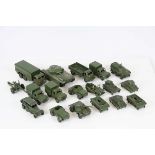 17 Dinky military diecast models to include 1 Ton Cargo Trucks, 10 Ton Army Truck, Scout Cars etc