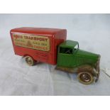 Boxed Minic Triang Clockwork tin plate Transport Van, with key, gd with some rusting