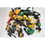 Quantity of unboxed diggers, trucks etc diecast models to include ERTL, Norscot, Joal etc