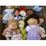 Group of dolls and teddy bears to include Steiff Mungo (contemporary), Cabbage Patch dolls, Ashton