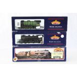 Three boxed Bachmann OO gauge locomotives 31277 Royal Scot 6112 Sherwood Forester 3500 Gallon Tender