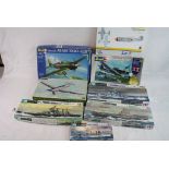 Eight boxed model kits to include Revell 1:32 Zero-Sen and 00012 Messerschmitt, eduard 1:48 La-7,