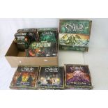 Nine boxed Call of Cthulhu The Card Game including expansions featuring The Sleeper Below, Terror in