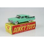 Boxed Dinky 191 Dodge Royal Sedan in pale green with black trim, white tyres, diecast gd, box gd