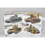 Four Tamiya 1:35 Scale model military vehicles to include No.237 Mobelwagen 3.7cm Flak auf Fgst