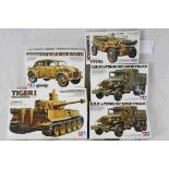 Five Tamiya 1:35 Scale model military vehicles to include No.227 German Tiger I Ausfuhrung Afrika