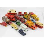 Collection of 17 vintage play worn diecast and tin plate models to include Dinky, Corgi Triang Minic