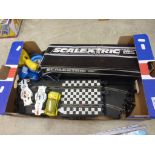 Group of Scalextric to include 3 x slot cars, various track and controllers