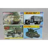 Four Italeri 1:35 Scale military vehicle model kits to include No.225 Sherman M4 A1 Allied