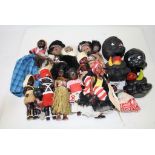 Collection of 14 various black dolls, all miniature, includes South African jointed