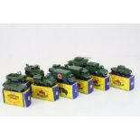 10 Boxed Matchbox Lesney military diecast models to include Major Pack No 3 Tank Transporter and