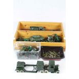 Collection of military diecast vehicles and artillery and metal figures to include Britains, Lone