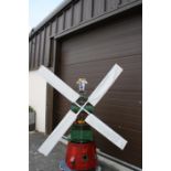 Large motorised Meccano Windmill, scratch built and to a high standard, approx. 43 inches in height