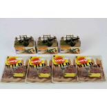 Four carded Corgi Wild West 114 Stagecoach models plus 3 x boxed Matchbox 32 Field Guns (all vg,