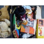Collection of toys to include boxed Marionette Kasper, straw filled donkey and koala, soft toys,