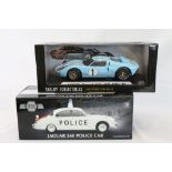 Two boxed diecast models to include Model Icons 1:18 Jaguar 240 Police Car and Shelby Collectibles